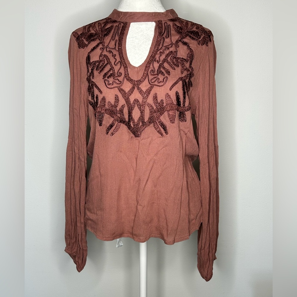 Vintage Havana dusty rose long sleeve boho blouse Size M